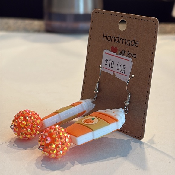 Handmade Pumpkin Spice Latte Earrings - Picture 7 of 14